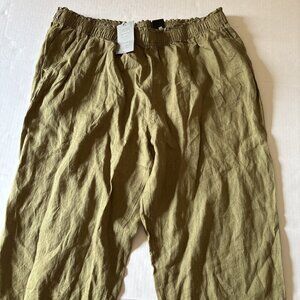 HM Green Linen Cropped Pants Size 2 XL New Beachy